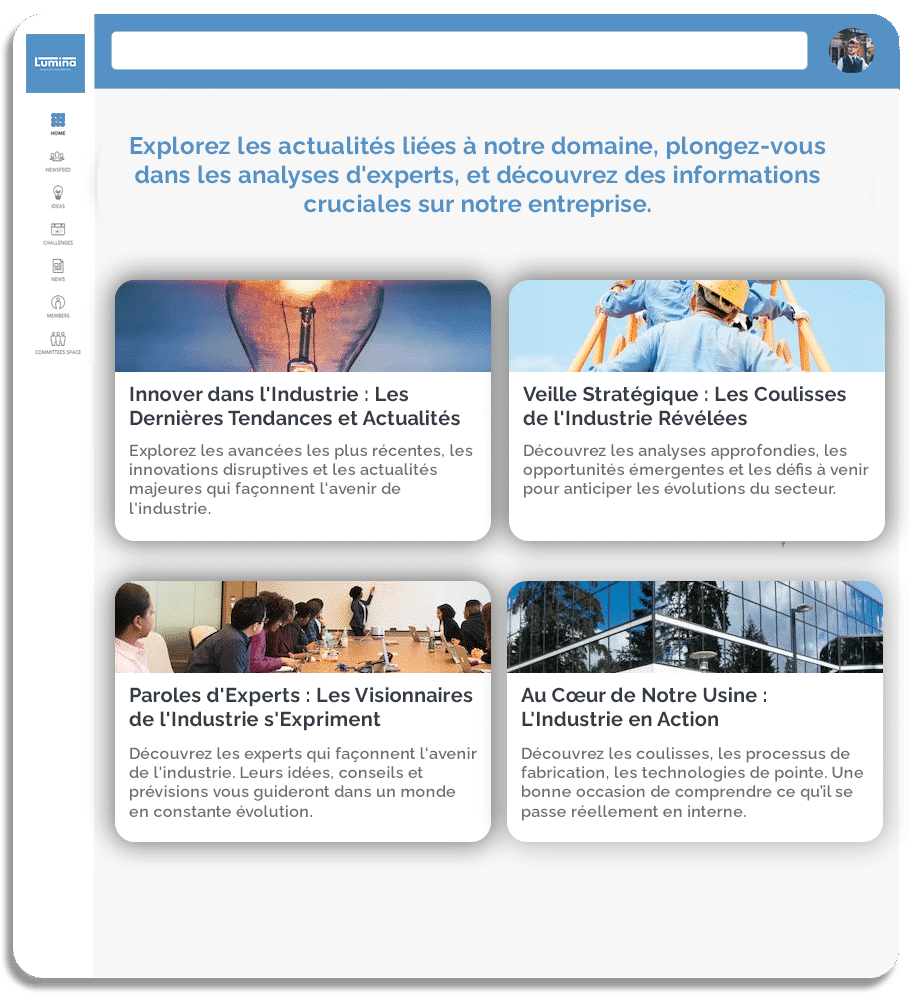 Plateforme d&#039;intelligence collective pour le secteur de l&#039;industrie : hub d&#039;informations collaboratif