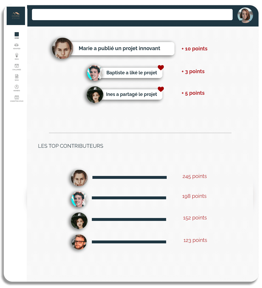 Plateforme d&#039;intelligence collective pour le secteur du retail - Gamification