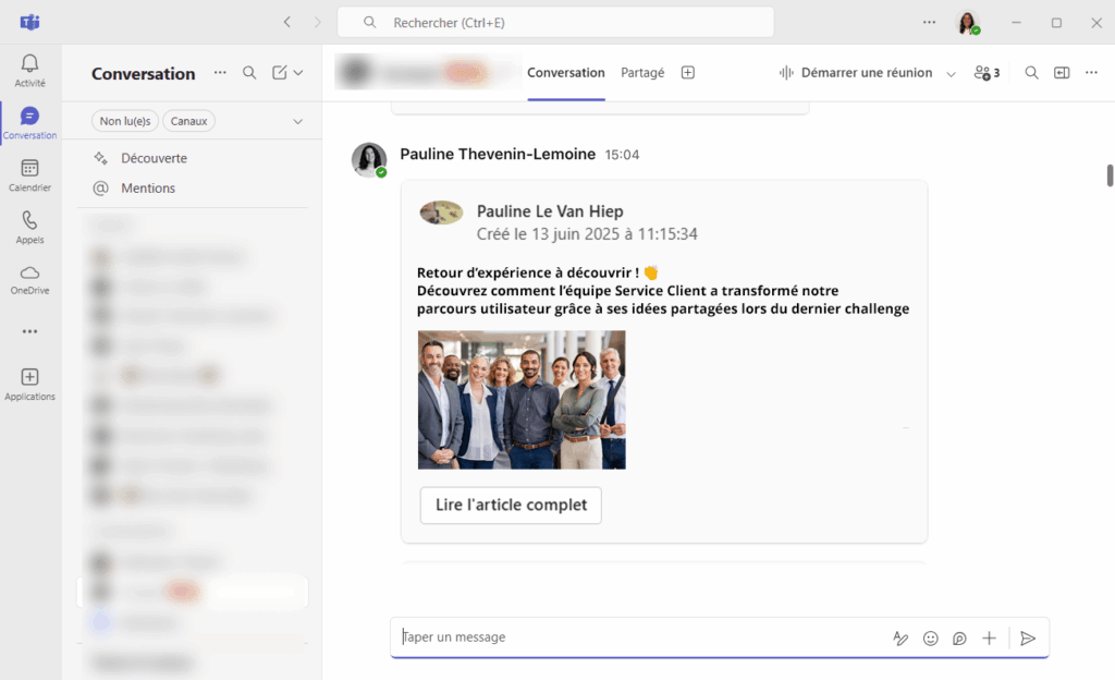 Diffuser l'information en interne : notification Teams - article