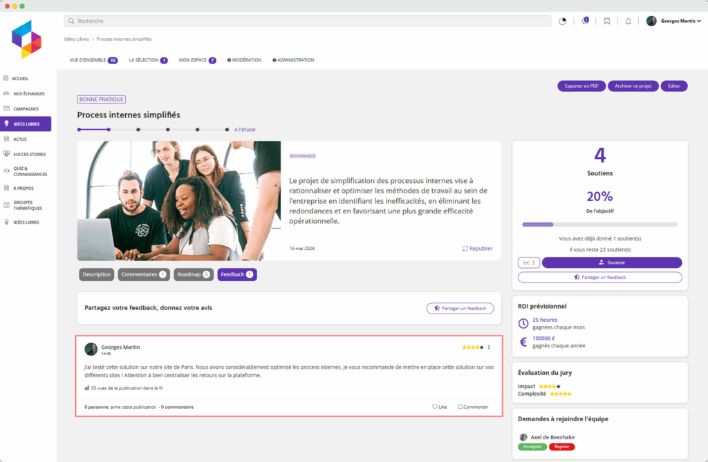 Feedback Collaborateur - Visuel plateforme Beeshake