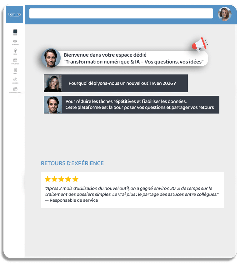 Plateforme d'intelligence collective pour le secteur public - accompagnement aux transformations